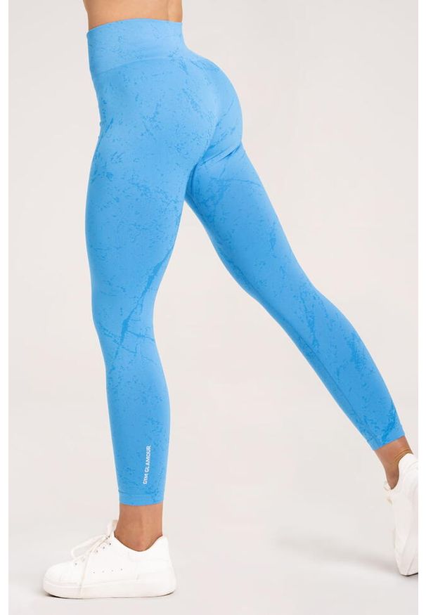 GYM GLAMOUR - Legginsy fitness damskie Gym Glamour marble. Kolor: niebieski. Sport: fitness