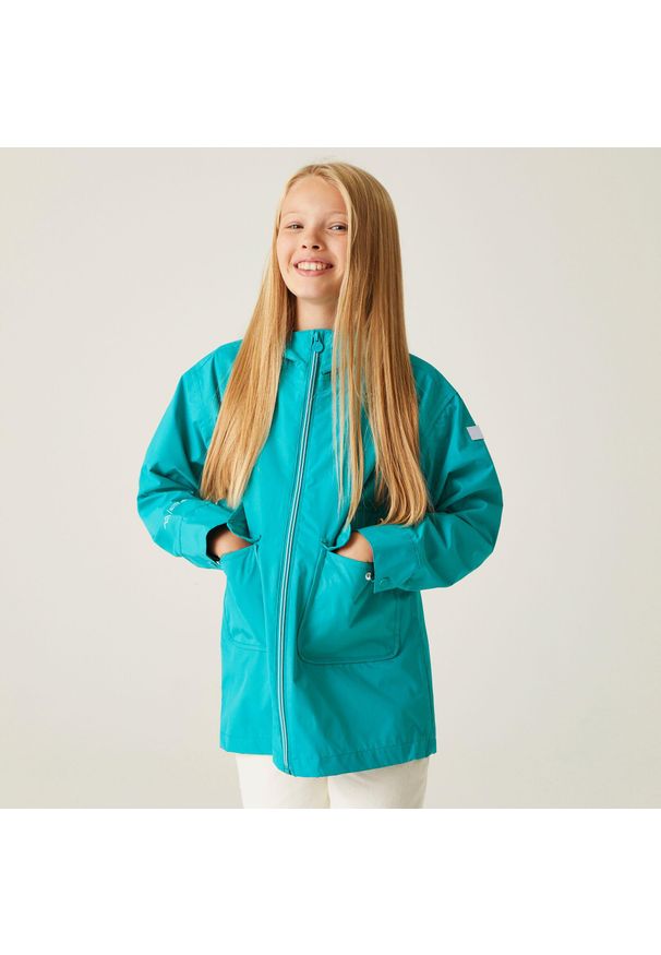Regatta - Beylina dziecięca kurtka przeciwdeszczowa. Kolor: niebieski. Materiał: materiał