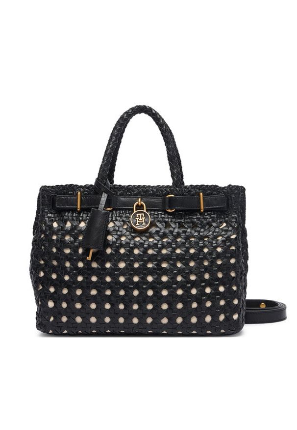 TOMMY HILFIGER - Tommy Hilfiger Torebka American Icon Mini Tote Braided AW0AW18734 Czarny. Kolor: czarny. Materiał: skórzane