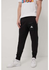 Adidas - adidas spodnie HE1776 męskie kolor czarny z aplikacją. Kolor: czarny. Wzór: aplikacja #4