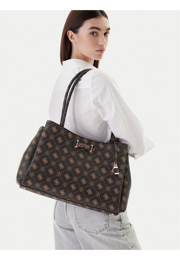 Guess Torebka Carrie Logo HWGP98 98220 Brązowy. Kolor: brązowy. Materiał: skórzane