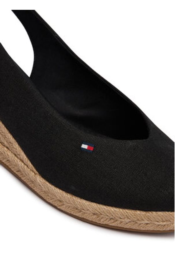 TOMMY HILFIGER - Tommy Hilfiger Espadryle Mid Wedge Espad Slingback FW0FW09228 Czarny. Kolor: czarny. Materiał: materiał
