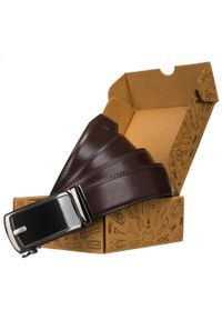 Pasek męski Peterson [DH] PU+skóra 35 mm PTN AB35-105-02-PUL brązowy. Kolor: brązowy. Materiał: skóra. Styl: elegancki, biznesowy