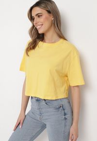 Born2be - Żółty Bawełniany T-shirt o Szerokim Kroju z Krótkim Rękawem Branjas. Okazja: na co dzień. Kolor: żółty. Materiał: bawełna. Długość rękawa: krótki rękaw. Długość: krótkie. Styl: casual #6