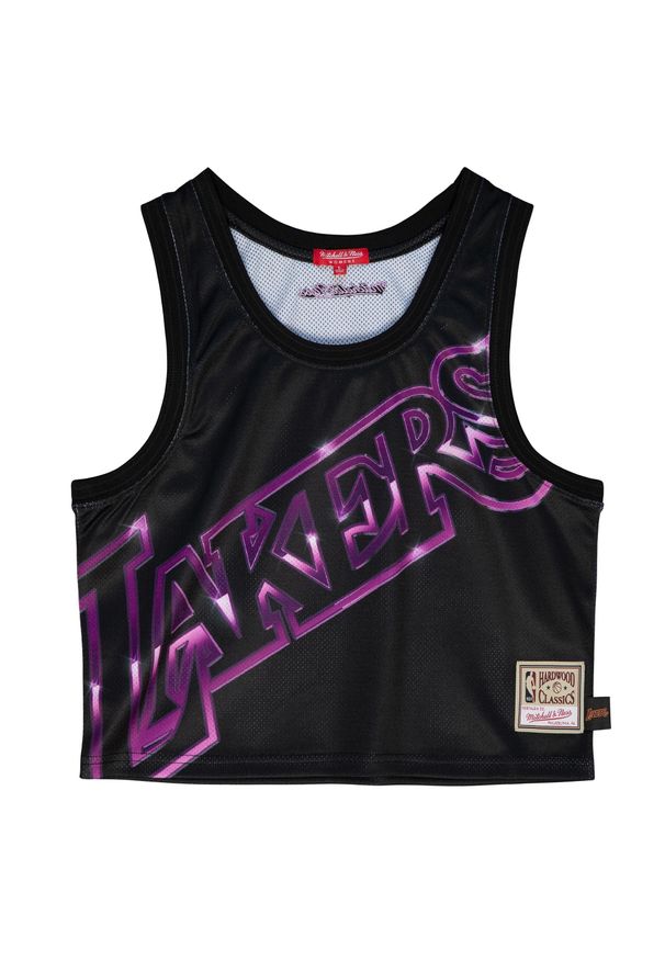 Mitchell & Ness - Damska koszulka crop Lakers big face 4.0. Kolor: czarny. Sport: koszykówka