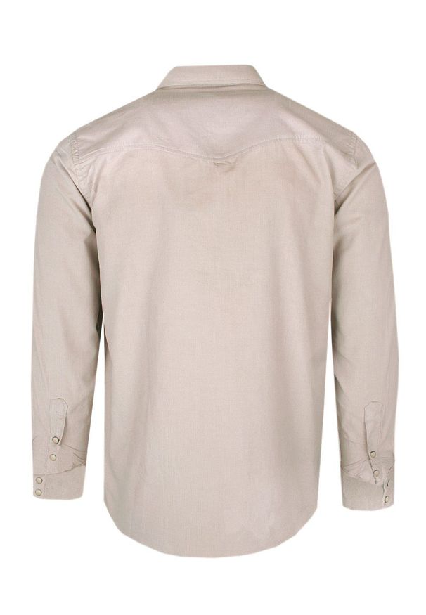 Wygodna Koszula z Delikatnego Sztruksu - Pako Jeans - Beżowa. Okazja: na co dzień. Kolor: beżowy, brązowy, wielokolorowy. Materiał: bawełna. Styl: casual