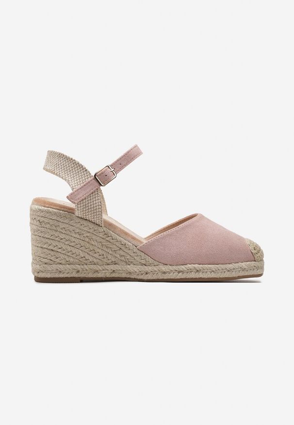 Born2be - Różowe Sandały Espadryle na Koturnie z Plecionką z Juty i Sprzączką Tulliata. Zapięcie: sprzączka. Kolor: różowy. Sezon: lato. Obcas: na koturnie. Styl: wakacyjny