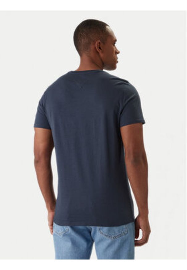 Tommy Jeans T-Shirt DM0DM04411 Granatowy Slim Fit. Kolor: niebieski. Materiał: bawełna