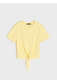 Sinsay - Koszulka wiązana w talii - yellow jeans. Materiał: jeans