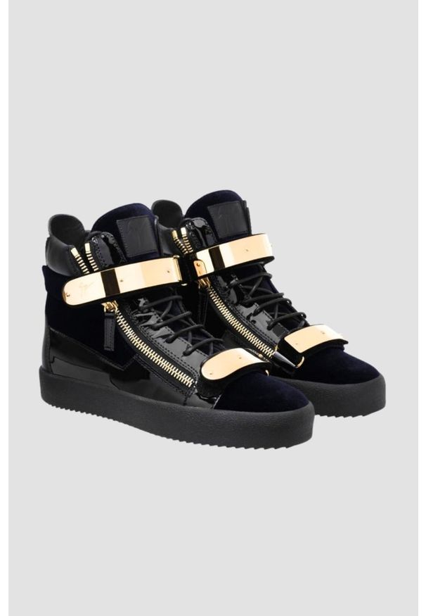 Giuseppe Zanotti - GIUSEPPE ZANOTTI Granatowe wysokie sneakersy. Kolor: niebieski