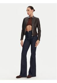 Serge Pariente Kurtka skórzana Louise Brązowy Slim Fit. Kolor: brązowy. Materiał: skóra #4
