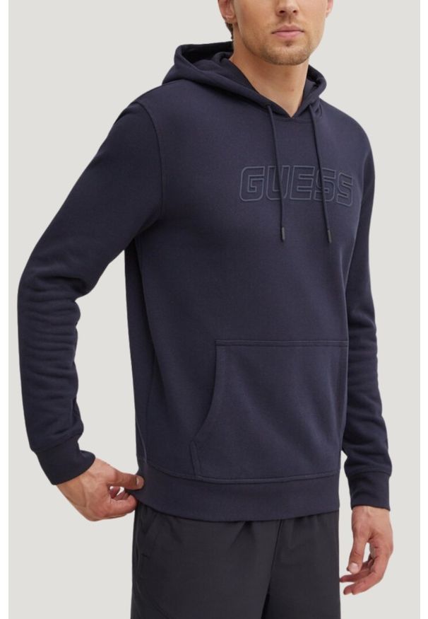 Guess - GUESS Granatowa bluza męska Aldwin, Rozmiar L. Typ kołnierza: kaptur. Kolor: niebieski