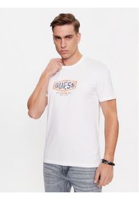 Guess T-Shirt M4RI33 J1314 Biały Slim Fit. Kolor: biały. Materiał: bawełna