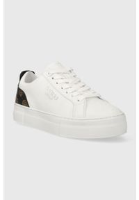 Guess sneakersy GENZA kolor biały FL8GEA PEL12. Nosek buta: okrągły. Kolor: biały. Materiał: guma. Obcas: na platformie #5