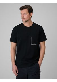 4f - 4F T-shirt regular z nadrukiem męski - czarny M. Okazja: na co dzień. Kolor: czarny. Materiał: dzianina, bawełna, materiał. Wzór: nadruk. Styl: klasyczny, casual #1
