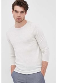 Selected Homme sweter męski kolor beżowy lekki. Okazja: na co dzień. Kolor: beżowy. Materiał: bawełna, dzianina. Długość rękawa: długi rękaw. Długość: długie. Styl: casual #3