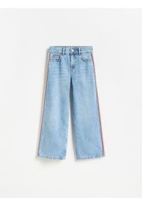 Reserved - Jeansy super wide leg - niebieski. Kolor: niebieski