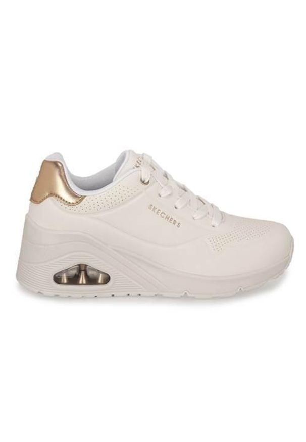 skechers - Buty do chodzenia damskie Skechers Wht Uno Wedge. Kolor: biały. Materiał: materiał, syntetyk. Szerokość cholewki: normalna. Sport: turystyka piesza