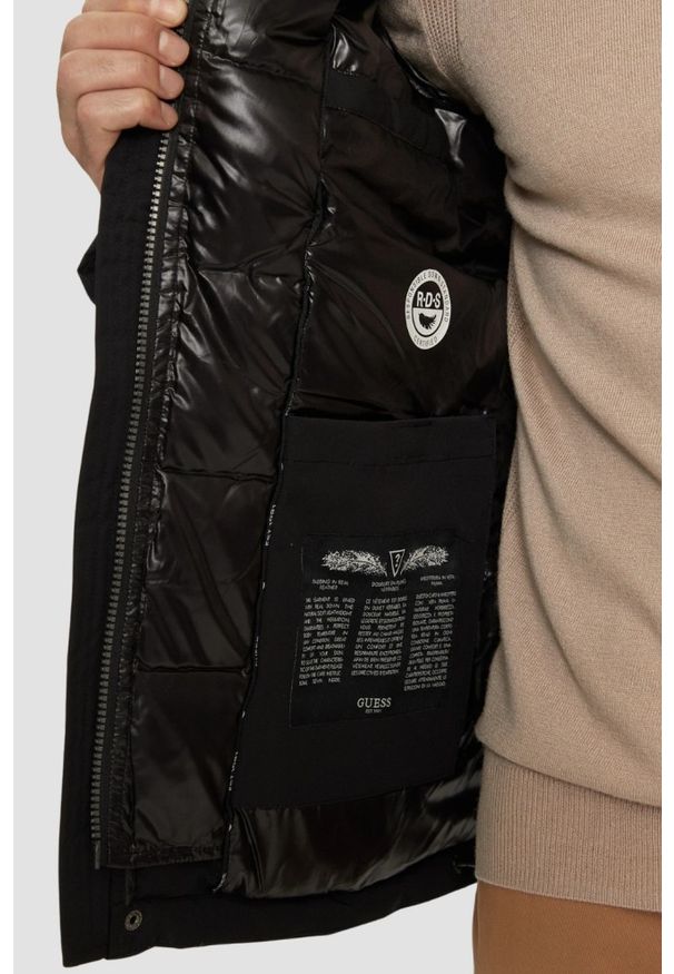 Guess - GUESS Czarna męska kurtka High Collar, Rozmiar L. Kolor: czarny