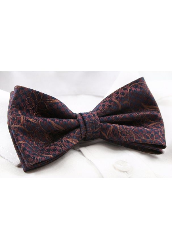 Mucha Męska z Białą Poszetką - Chattier - Bordo z Miedzią. Kolor: czerwony. Materiał: poliester. Styl: sportowy, elegancki