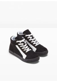 Wysokie sneakersy bonprix czarny. Kolor: czarny. Materiał: welur, syntetyk, materiał, skóra #5