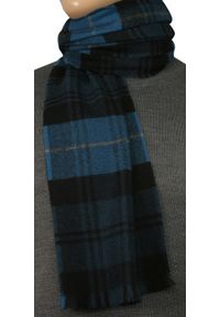 Szalik z Kaszmiru, Turkusowo-Czarny w Kratkę, Miękki, Ciepły, Elegancki -V. Fraas- Męski. Kolor: niebieski. Materiał: kaszmir. Wzór: kratka. Sezon: lato. Styl: elegancki #3