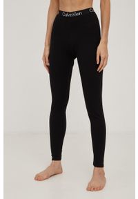 Calvin Klein Underwear Legginsy piżamowe damskie kolor czarny z nadrukiem. Kolor: czarny. Materiał: dzianina. Wzór: nadruk