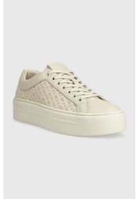 BOSS sneakersy Ashlee kolor beżowy 50498593. Zapięcie: sznurówki. Kolor: beżowy. Materiał: guma. Obcas: na platformie #2