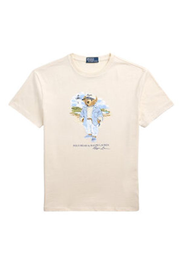 Polo Ralph Lauren T-Shirt 710969630001 Beżowy Custom Slim Fit. Typ kołnierza: polo. Kolor: beżowy. Materiał: bawełna