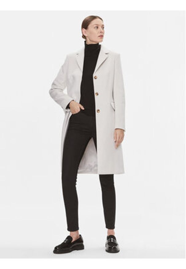 Calvin Klein Płaszcz wełniany Essential K20K206877 Écru Regular Fit. Materiał: wełna