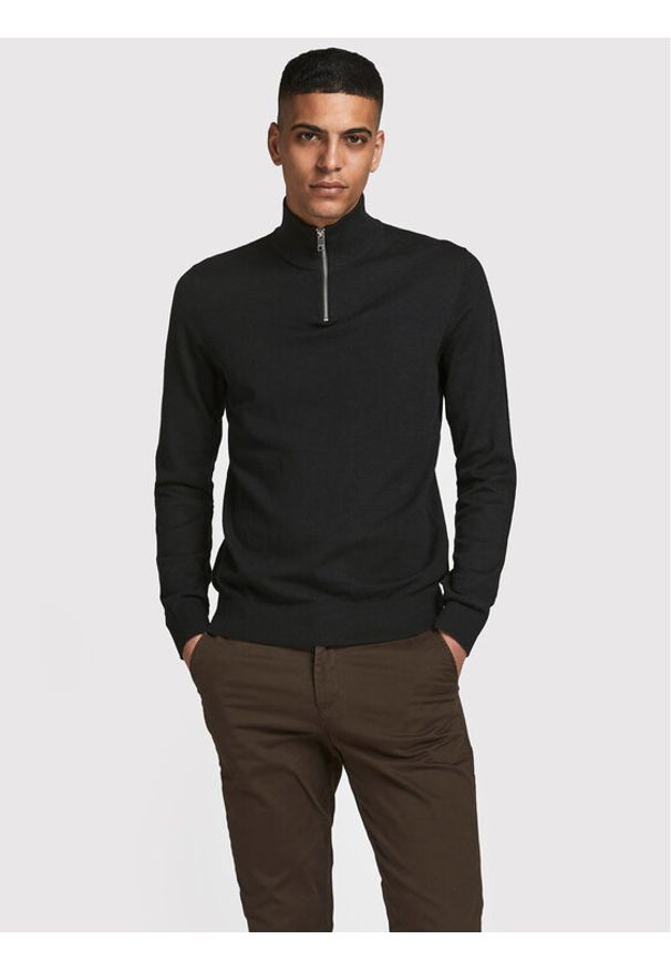 Jack & Jones Sweter Emil 12189339 Czarny Regular Fit. Kolor: czarny. Materiał: bawełna
