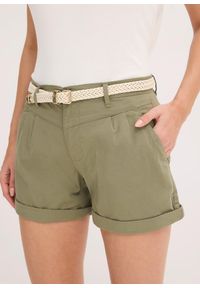 bonprix - Szorty z bawełny. Kolor: zielony. Materiał: bawełna #2