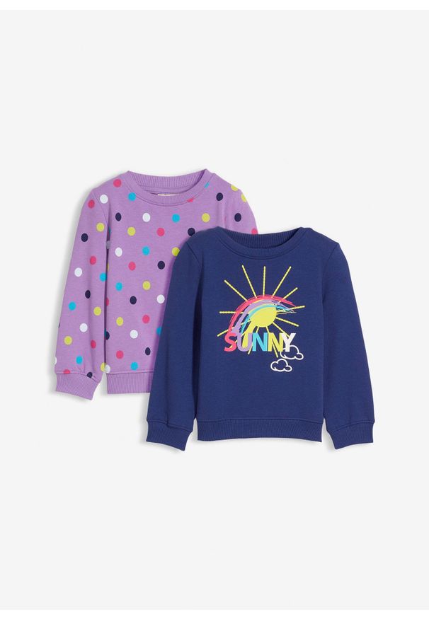 bonprix - Bluza (2 szt.) z czystej bawełny organicznej. Kolor: niebieski. Materiał: bawełna