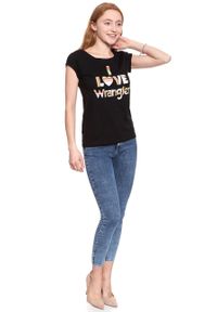 Wrangler - WRANGLER T SHIRT DAMSKI I LOVE TEE BLACK W700LEA01 112130872. Okazja: na co dzień. Wzór: nadruk. Styl: casual