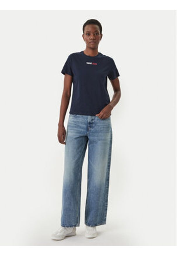 Tommy Jeans T-Shirt DW0DW22277 Granatowy Regular Fit. Kolor: niebieski. Materiał: bawełna