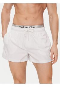 Calvin Klein Swimwear Szorty kąpielowe KM0KM00947 Biały Regular Fit. Kolor: biały. Materiał: syntetyk #1