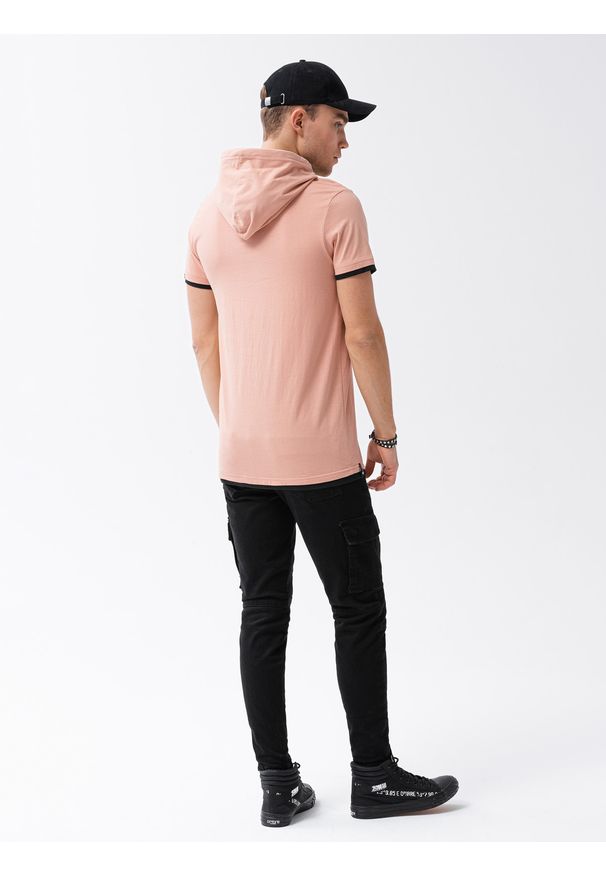 Pomarańczowy t-shirt Ombre Clothing z kapturem