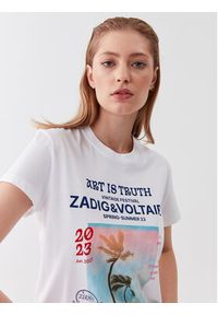 Zadig&Voltaire T-Shirt Zoe Photoprint Palmier JWTS01516 Biały Regular Fit. Kolor: biały. Materiał: bawełna