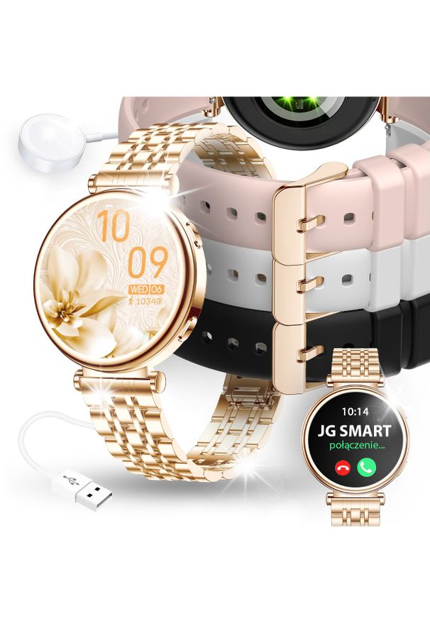 Smartwatch JG Smart SMARTWATCH DAMSKI ZEGAREK MENU PL ROZMOWY SMART WATCH DLA KOBIETY + 4 PASKI. Rodzaj zegarka: smartwatch