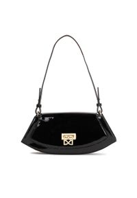 Kazar - Elegancka lakierowana torebka z dużym metalowym zapięciem. Kolor: czarny. Materiał: lakierowane, skórzane. Styl: elegancki. Rodzaj torebki: na ramię #1