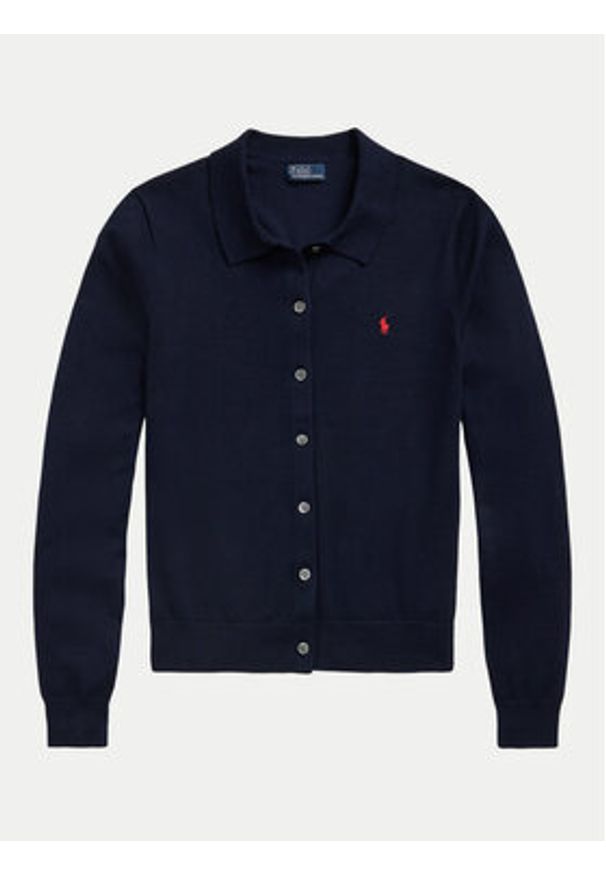 Polo Ralph Lauren Kardigan 211959285001 Granatowy Slim Fit. Typ kołnierza: polo. Kolor: niebieski. Materiał: bawełna