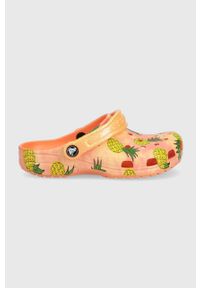 Crocs klapki dziecięce kolor pomarańczowy. Nosek buta: okrągły. Kolor: pomarańczowy. Materiał: materiał