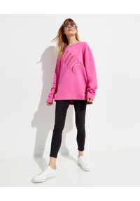 MMC STUDIO - Różowa bluza z logo Label. Kolor: różowy, wielokolorowy, fioletowy. Materiał: bawełna, materiał. Długość rękawa: długi rękaw. Długość: długie. Wzór: aplikacja, haft #3