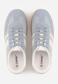 Renee - Niebieskie Sneakersy w Stylu Klasycznych Tenisówek z Cholewką z Plecionką Doriarissa. Nosek buta: okrągły. Zapięcie: sznurówki. Kolor: niebieski. Materiał: skóra, materiał. Szerokość cholewki: normalna. Obcas: na obcasie. Wysokość obcasa: niski #8