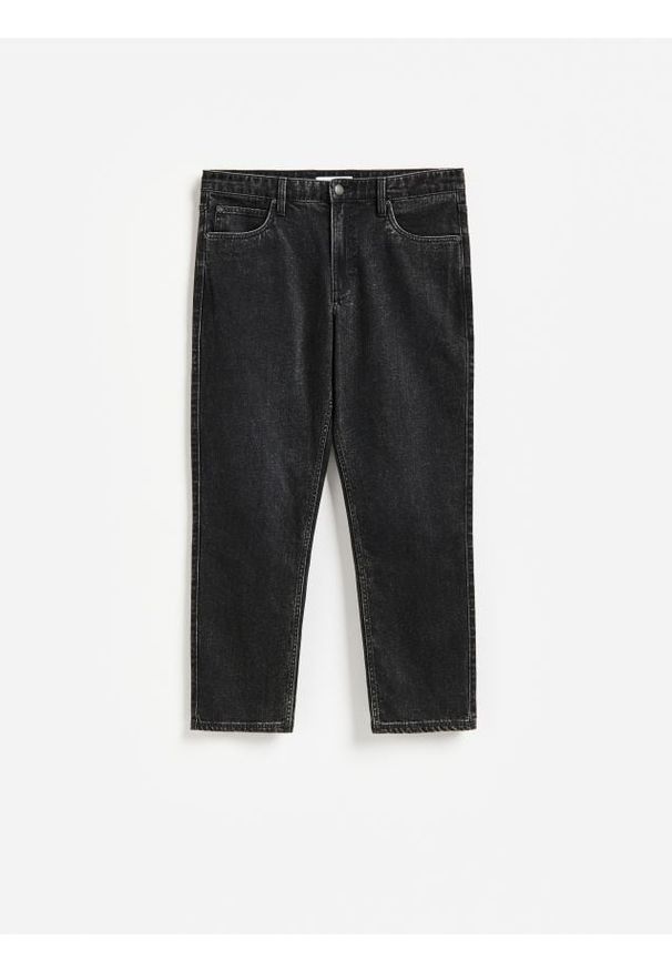 Reserved - Jeansy straight fit z efektem sprania - czarny. Kolor: czarny