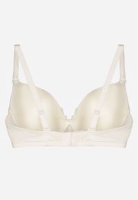 Renee - Jasnobeżowy Biustonosz Ozdobiony Koronką i Kokardką Aqiany. Kolor: beżowy. Materiał: koronka. Wzór: koronka, aplikacja #3