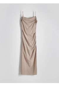 Reserved - Sukienka z wiskozą - jasnoszary. Kolor: szary. Materiał: wiskoza #1