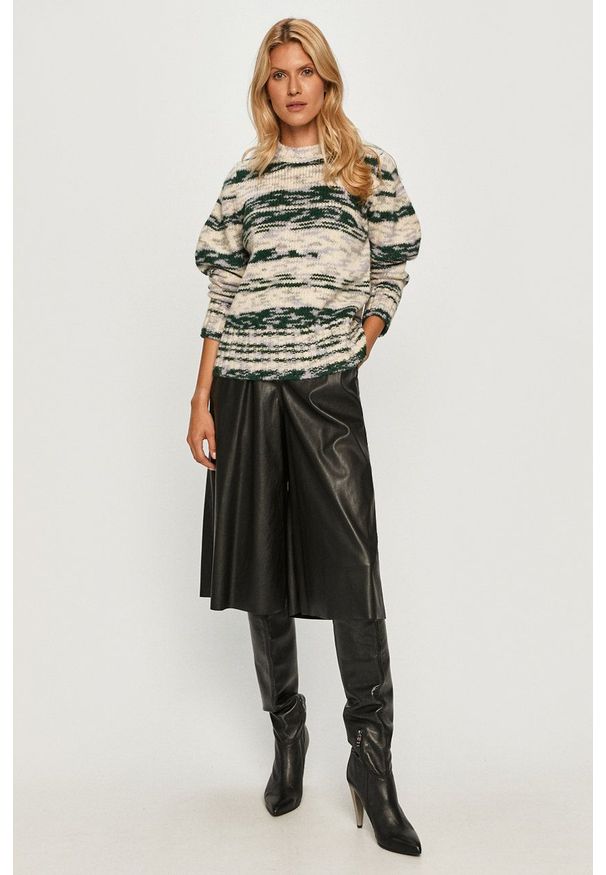 Sportmax Code - Sweter. Okazja: na co dzień. Kolor: zielony. Materiał: dzianina. Długość rękawa: długi rękaw. Długość: długie. Wzór: ze splotem. Styl: casual