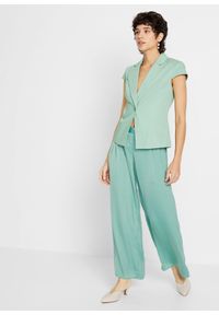 bonprix - Żakiet z krótkim rękawem, z satyny bawełnianej. Kolor: zielony. Materiał: satyna, bawełna. Długość rękawa: krótki rękaw. Długość: krótkie #2