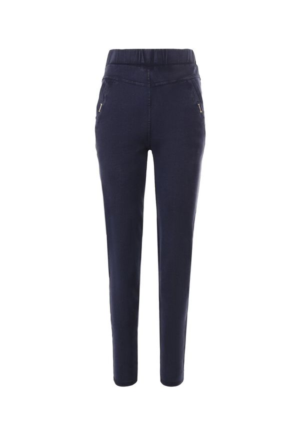 Born2be - Granatowe Spodnie Megora. Stan: podwyższony. Kolekcja: plus size. Kolor: niebieski. Materiał: tkanina. Wzór: gładki. Styl: klasyczny